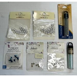 Swarovski Toho Seed Bead Lot Blue Silver Mix